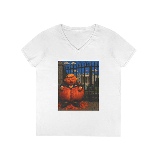 Trump Pumpkin Political Halloween V-Neck Tee