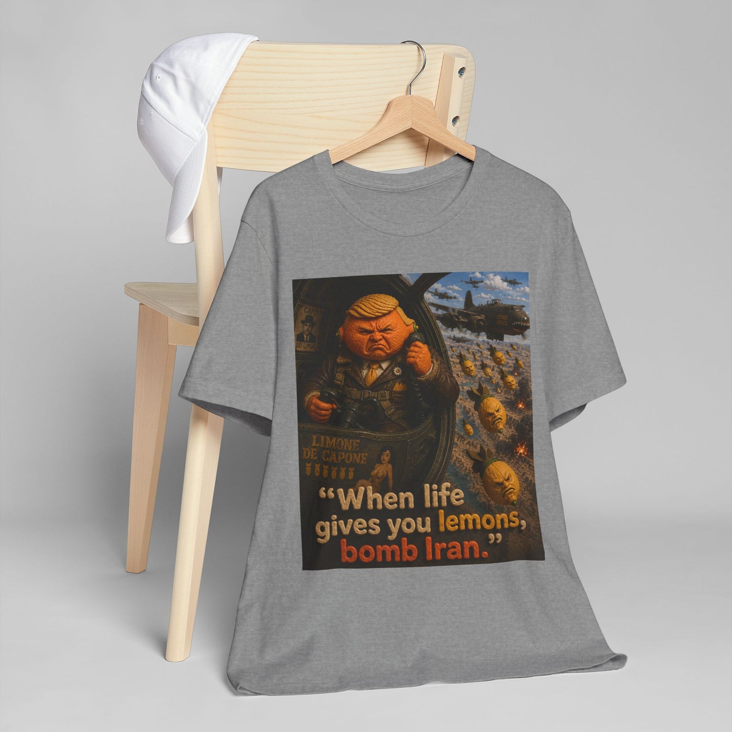 Political Satire T-Shirt – "When Life Gives You Lemons, Bomb Iran" Graphic Tee