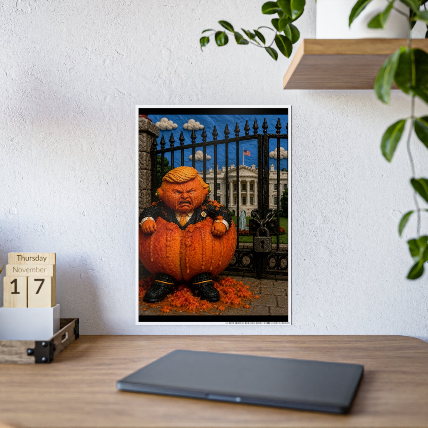 Gloss Poster — Whimsical Pumpkin Guardian Halloween Art Print
