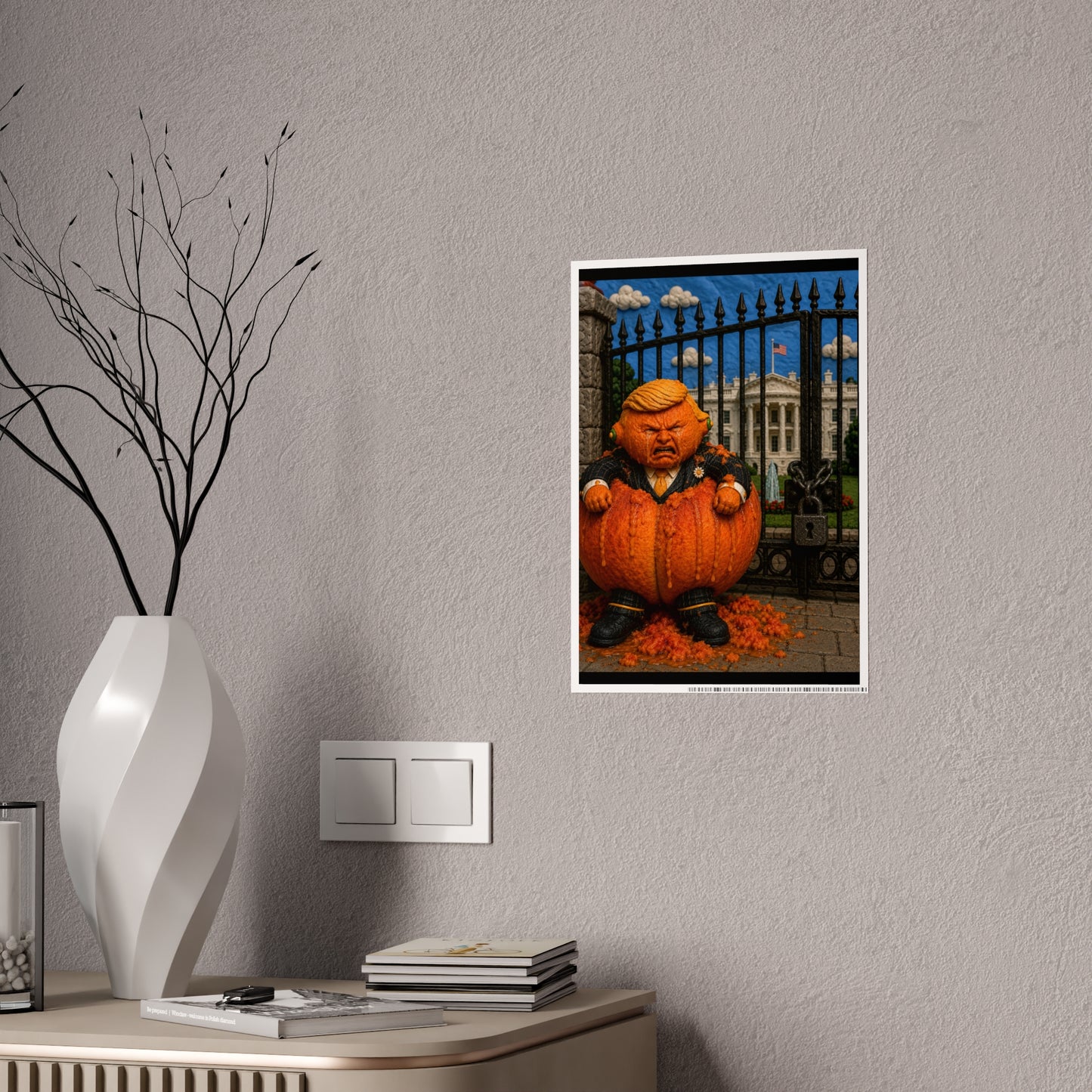 Gloss Poster — Whimsical Pumpkin Guardian Halloween Art Print