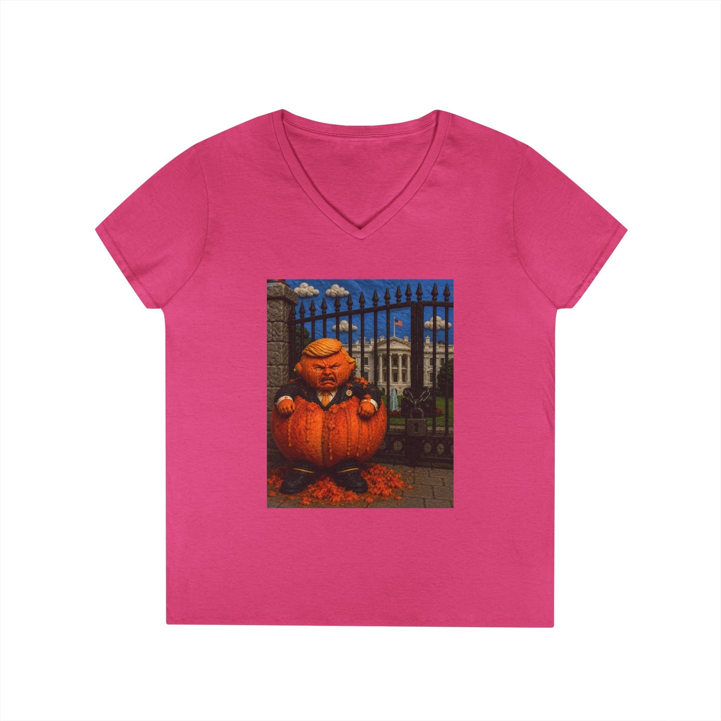 Trump Pumpkin Political Halloween V-Neck Tee