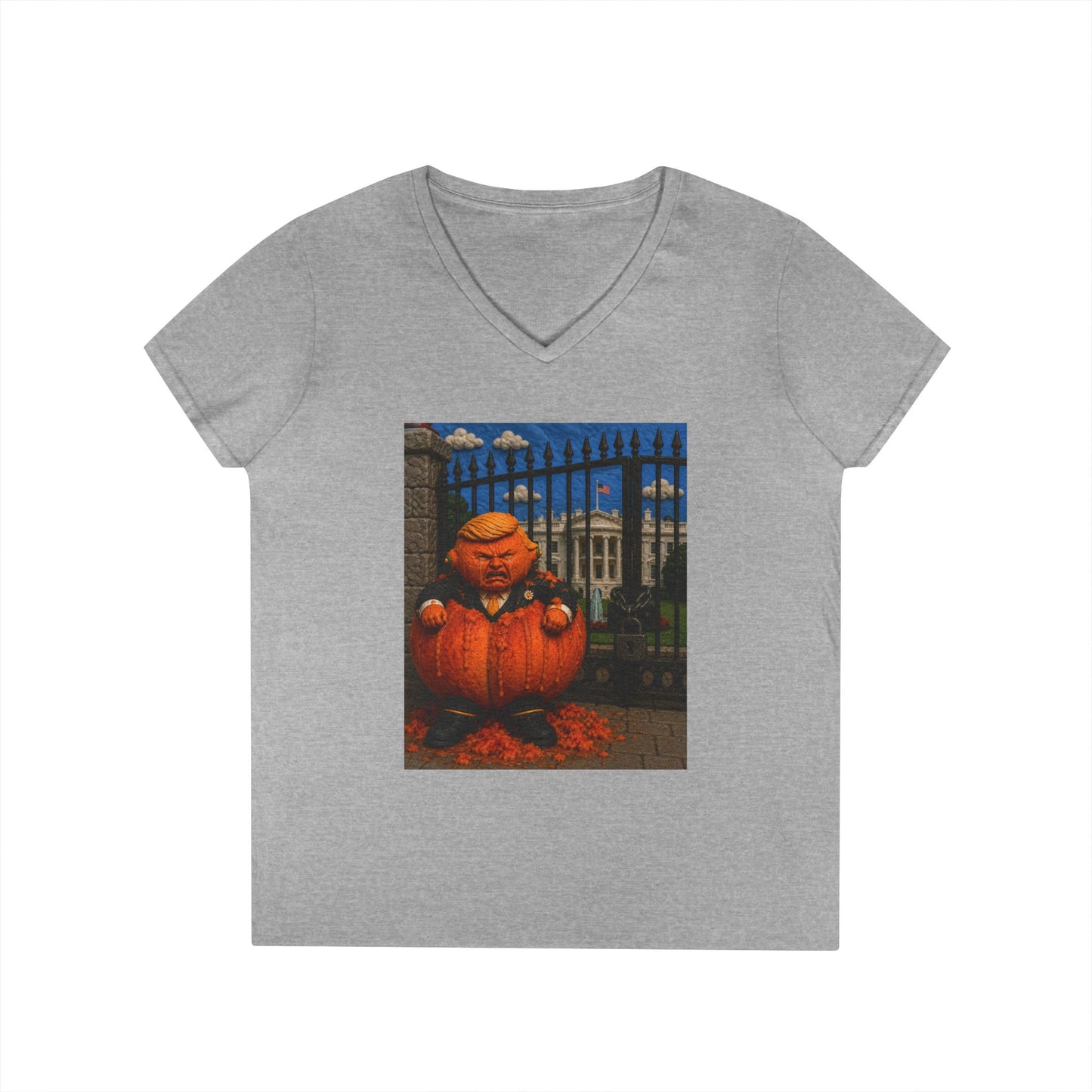 Trump Pumpkin Political Halloween V-Neck Tee