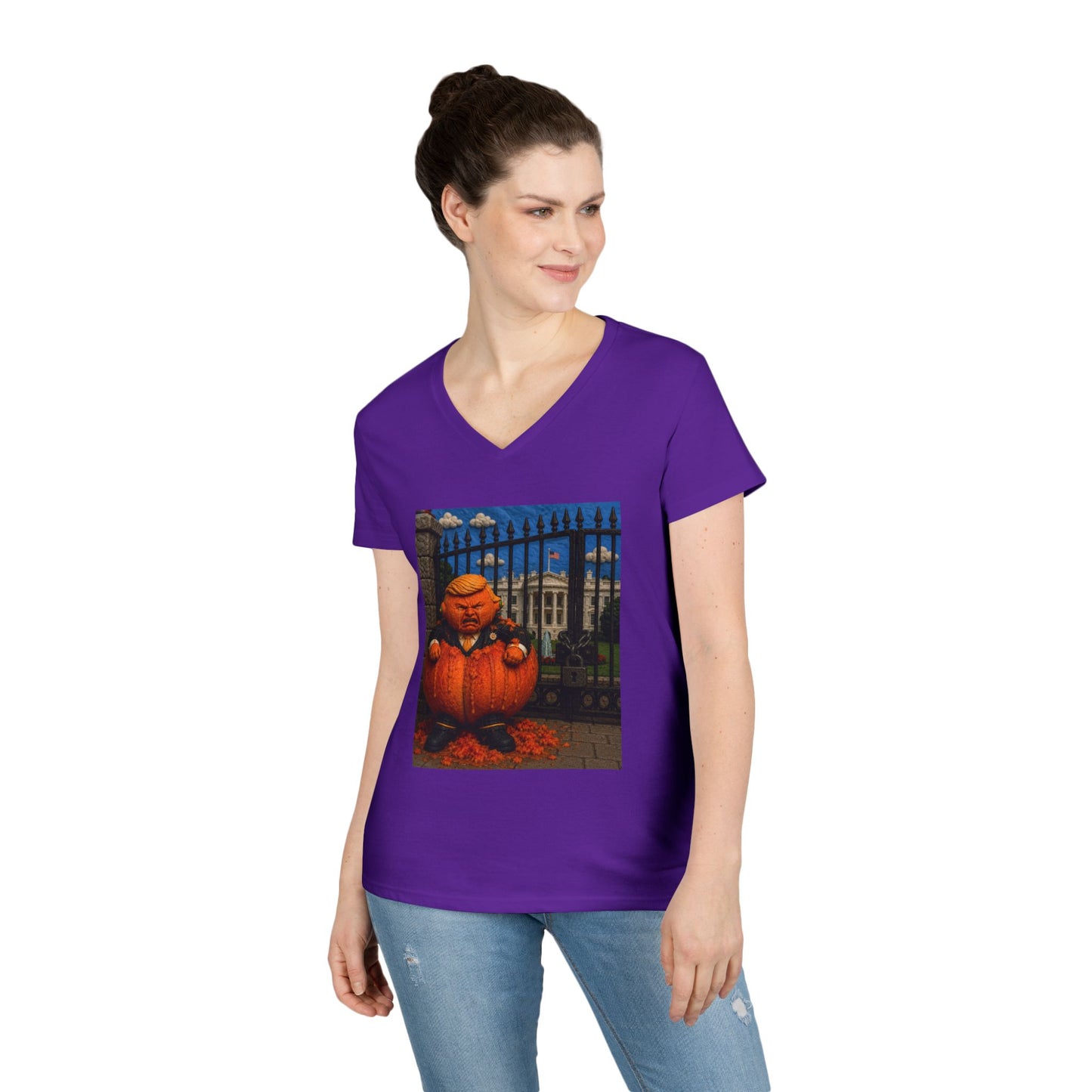 Trump Pumpkin Political Halloween V-Neck Tee