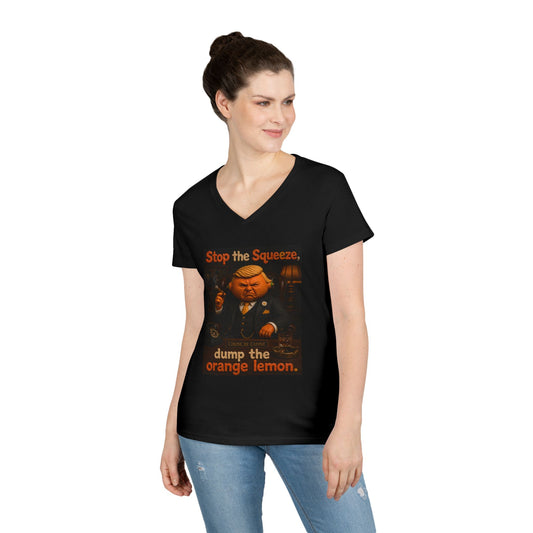 Stop the Squeeze — 'Dump the Orange Lemon' Ladies' V-Neck Tee