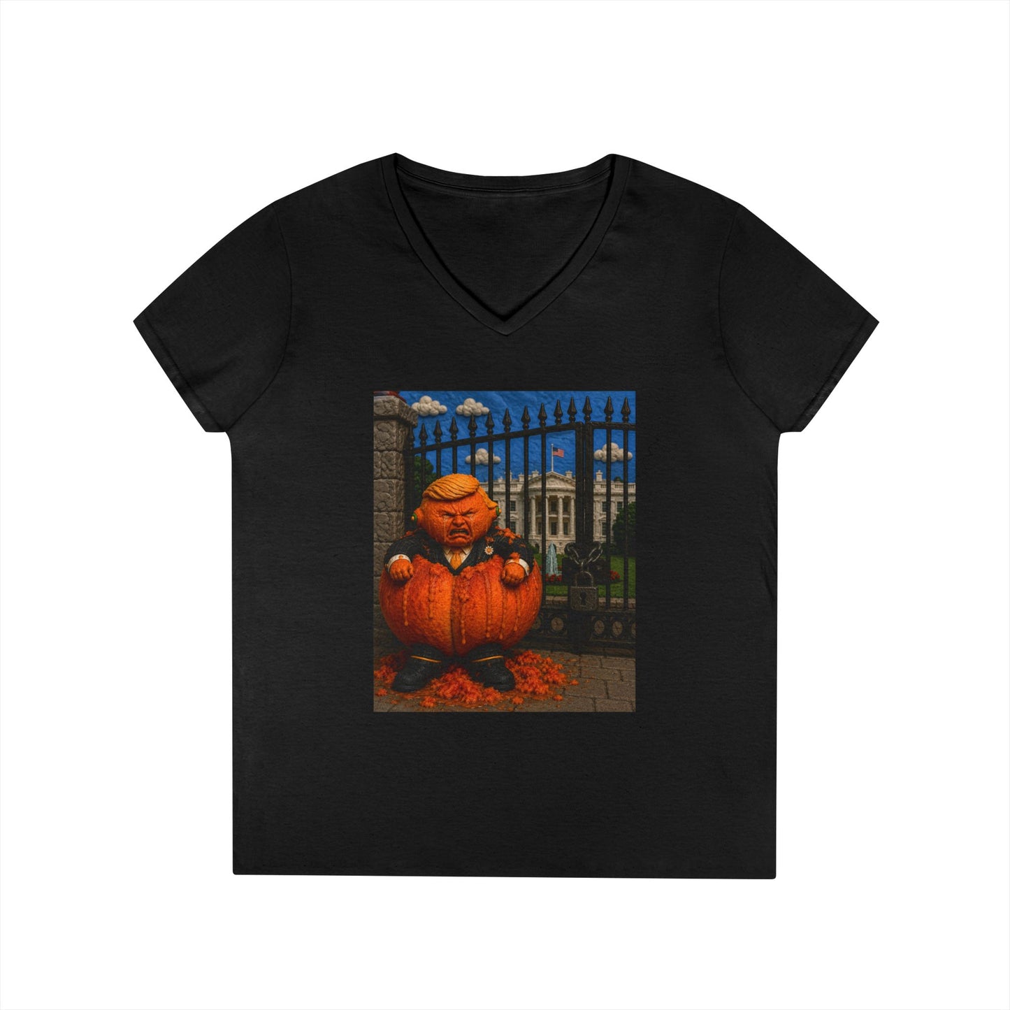 Trump Pumpkin Political Halloween V-Neck Tee