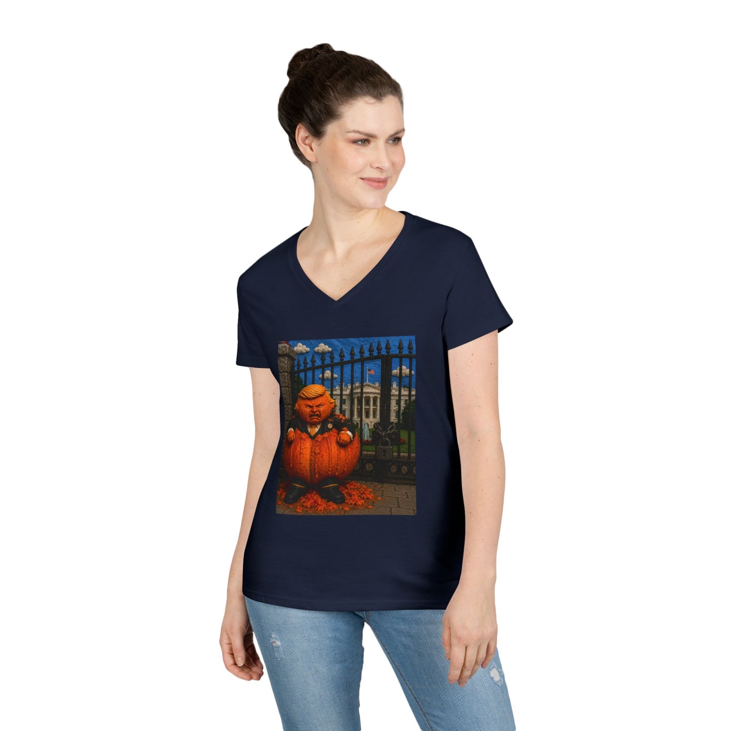 Trump Pumpkin Political Halloween V-Neck Tee