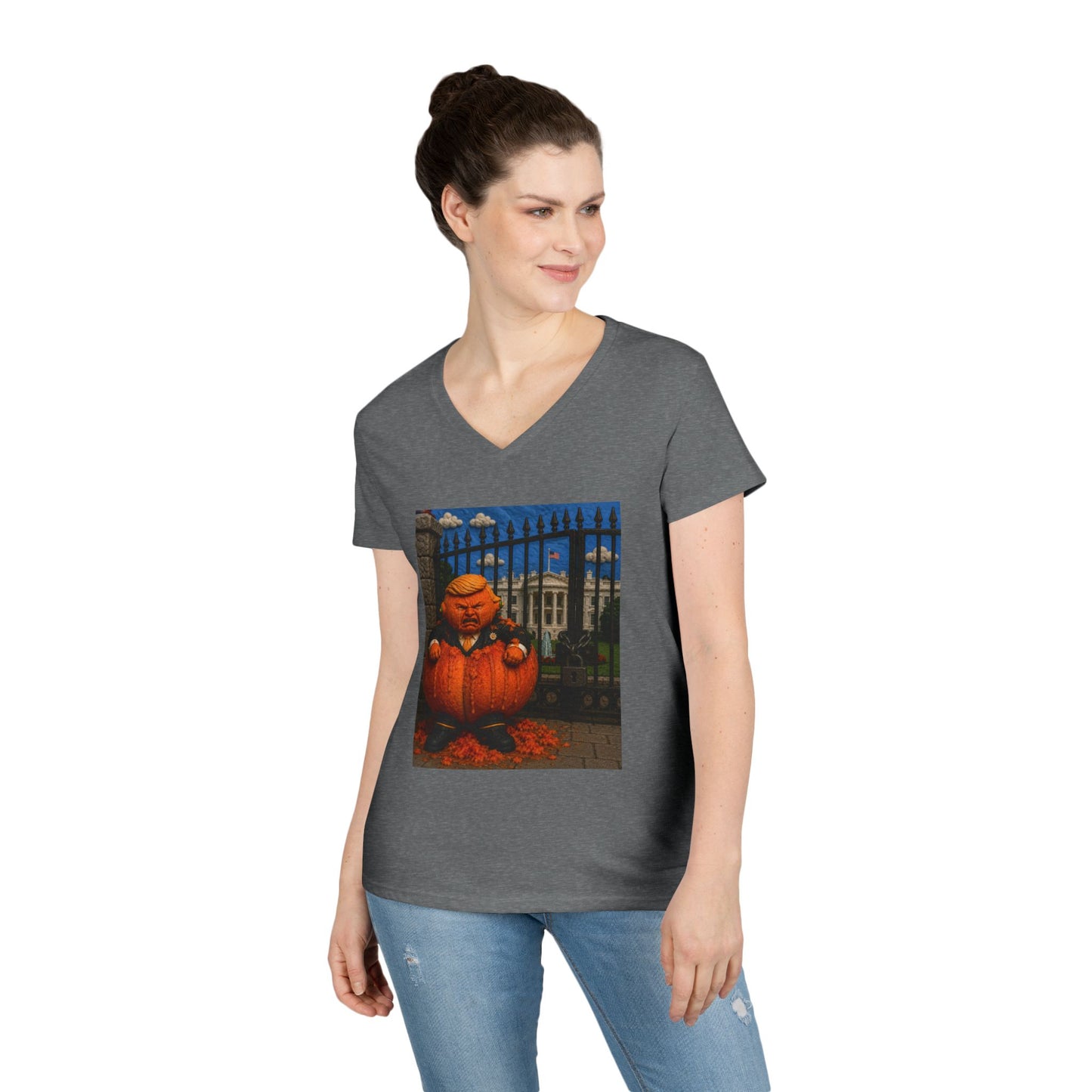 Trump Pumpkin Political Halloween V-Neck Tee