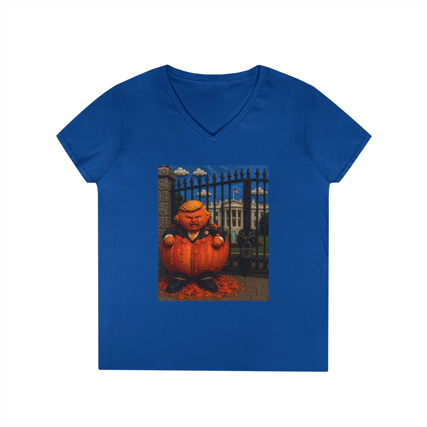 Trump Pumpkin Political Halloween V-Neck Tee