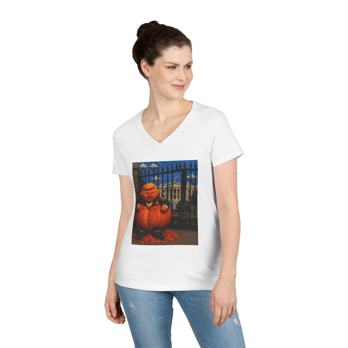 Trump Pumpkin Political Halloween V-Neck Tee