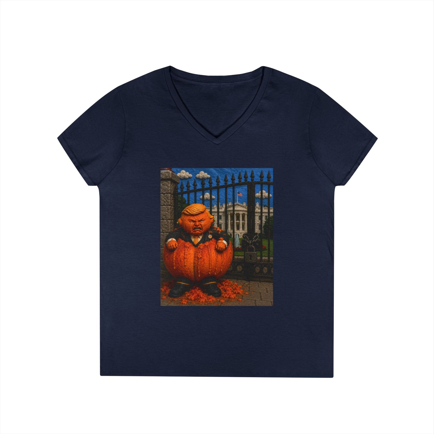 Trump Pumpkin Political Halloween V-Neck Tee