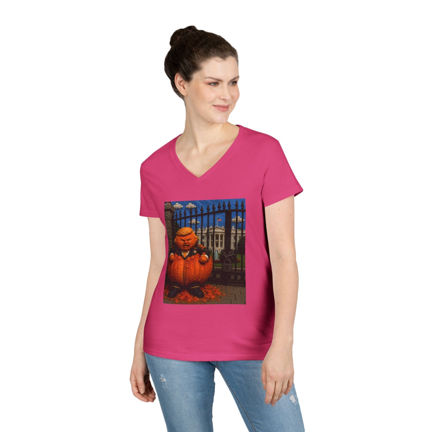 Trump Pumpkin Political Halloween V-Neck Tee
