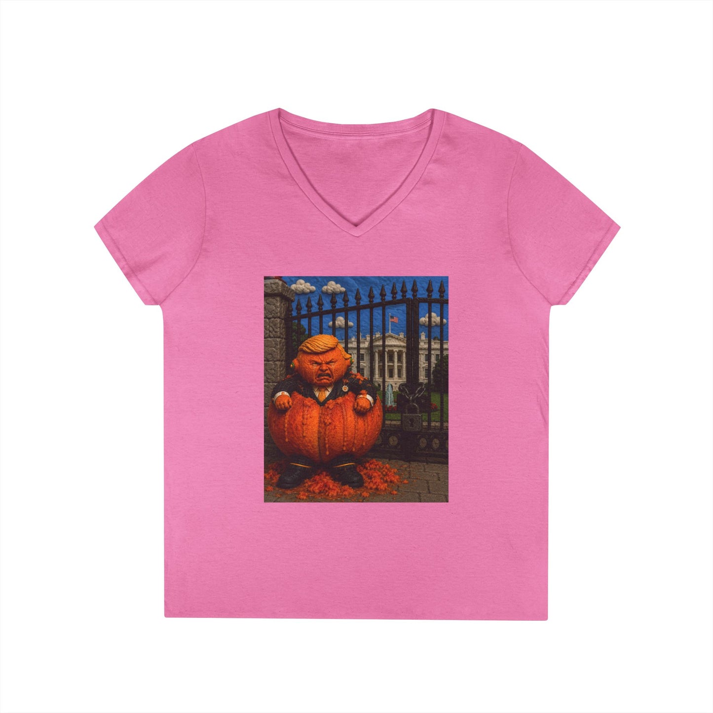 Trump Pumpkin Political Halloween V-Neck Tee