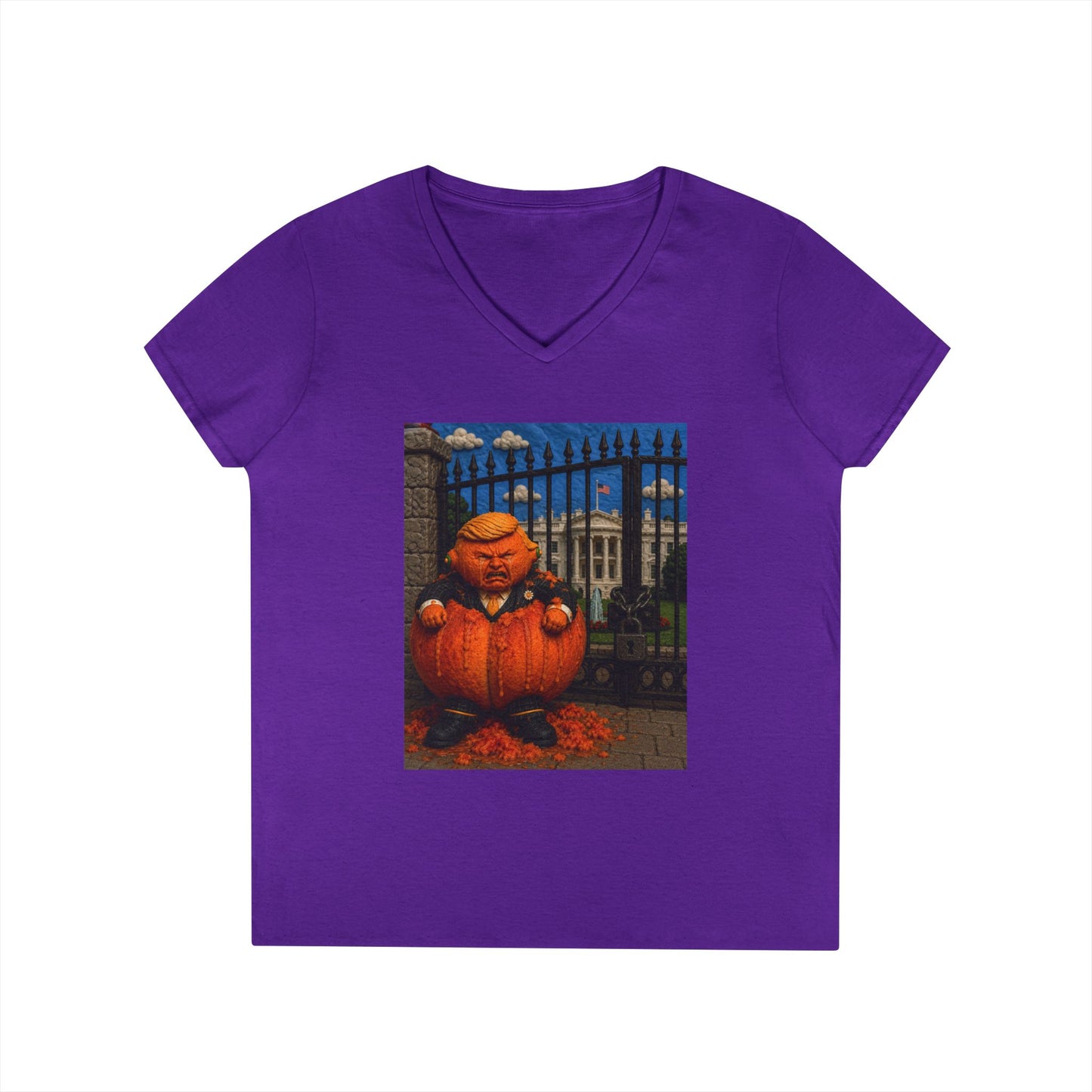 Trump Pumpkin Political Halloween V-Neck Tee