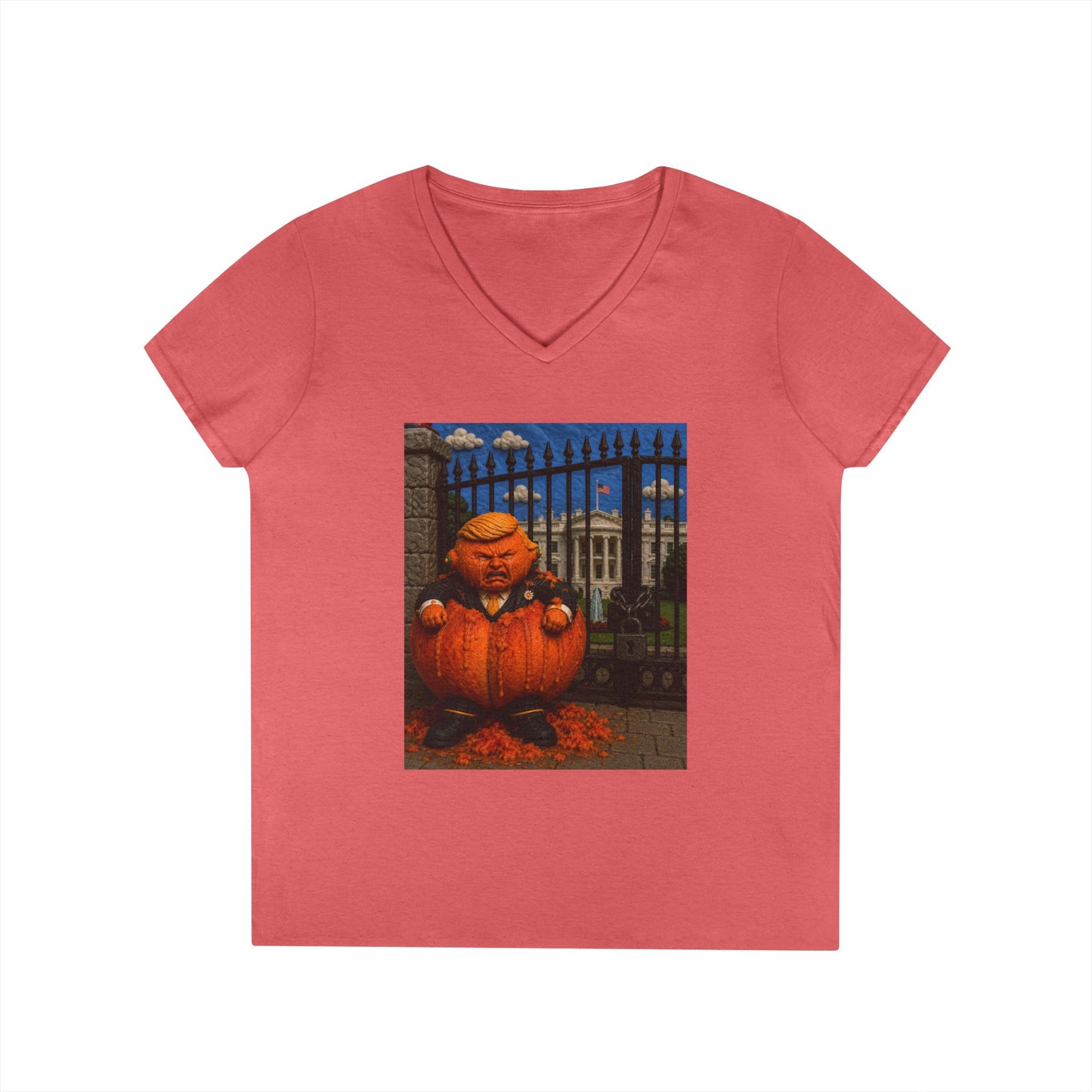 Trump Pumpkin Political Halloween V-Neck Tee