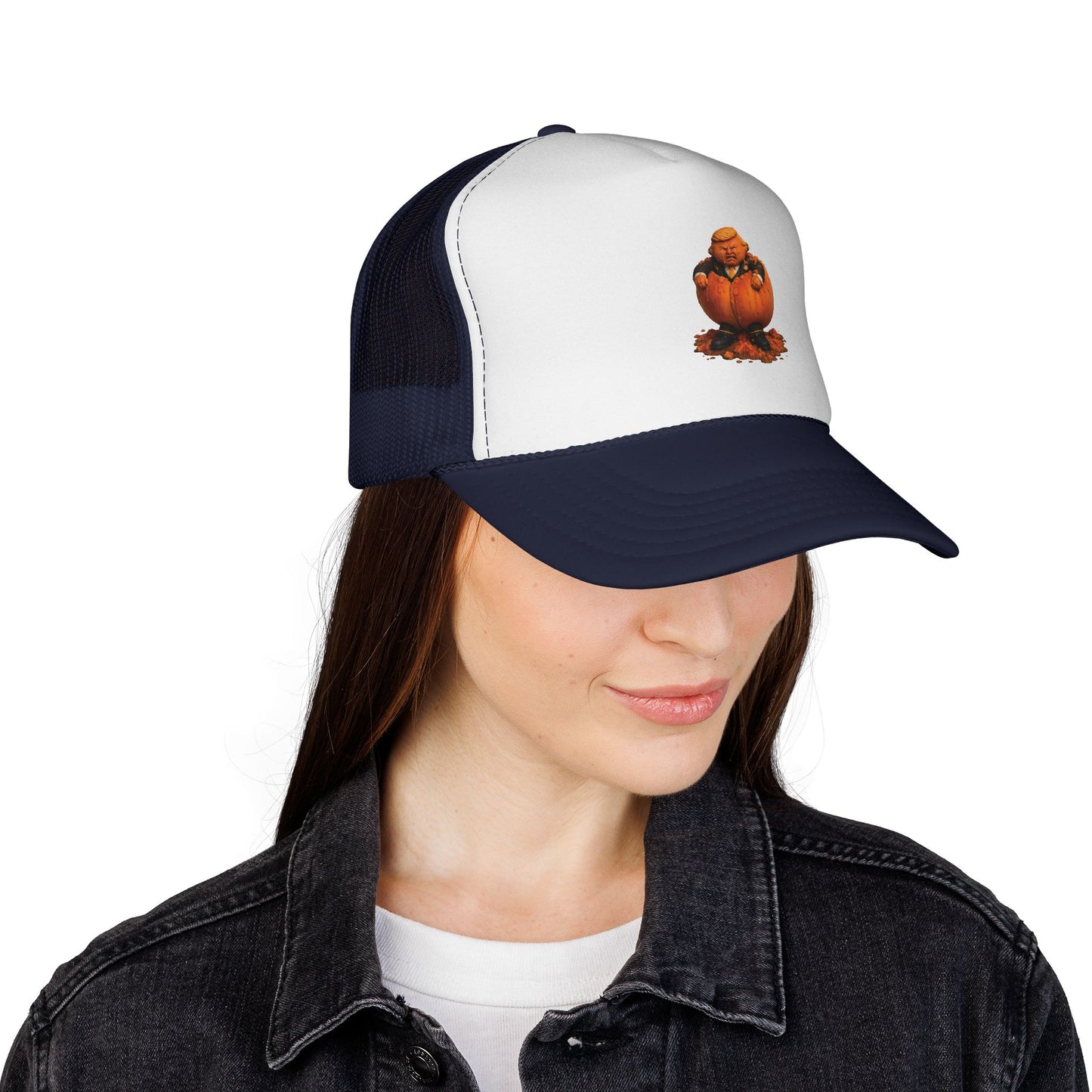 Pumpkin Baby Trucker Cap — Cute Halloween Infant Pumpkin Design