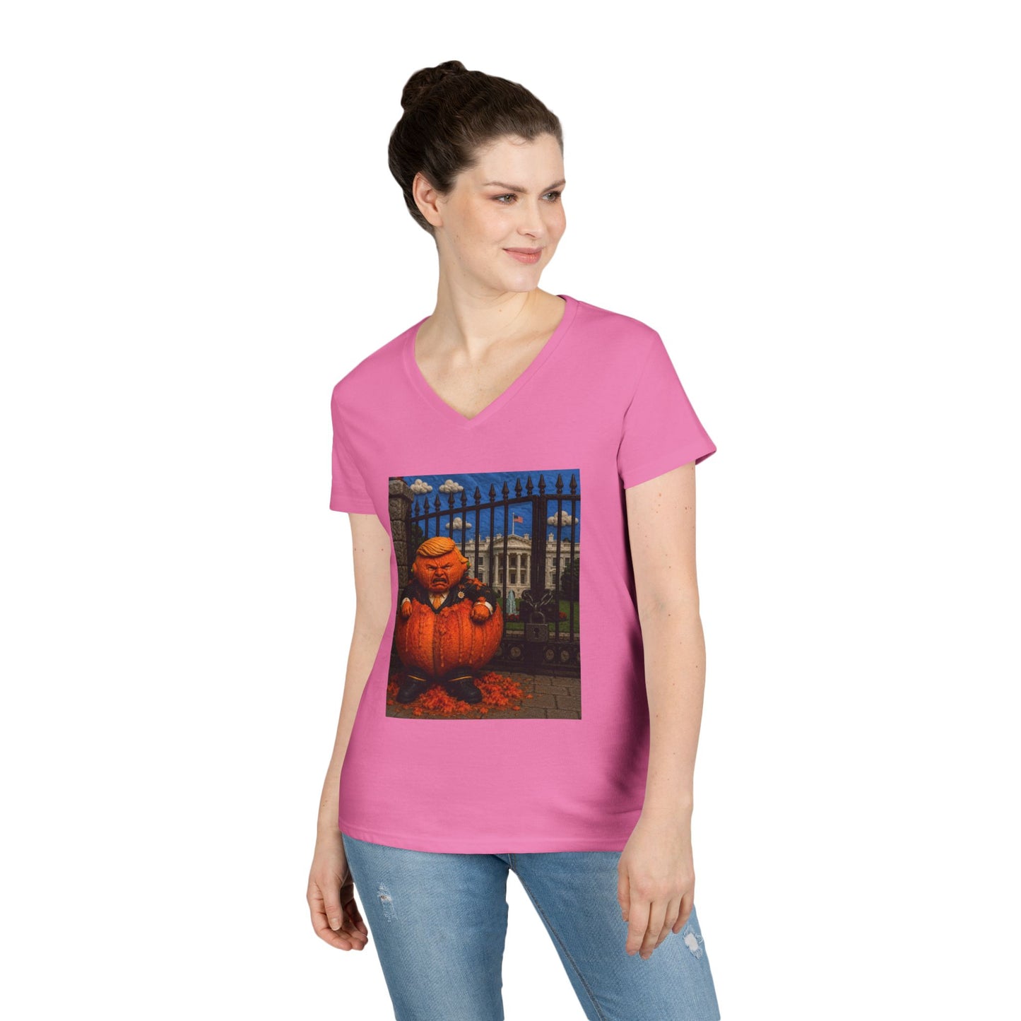 Trump Pumpkin Political Halloween V-Neck Tee