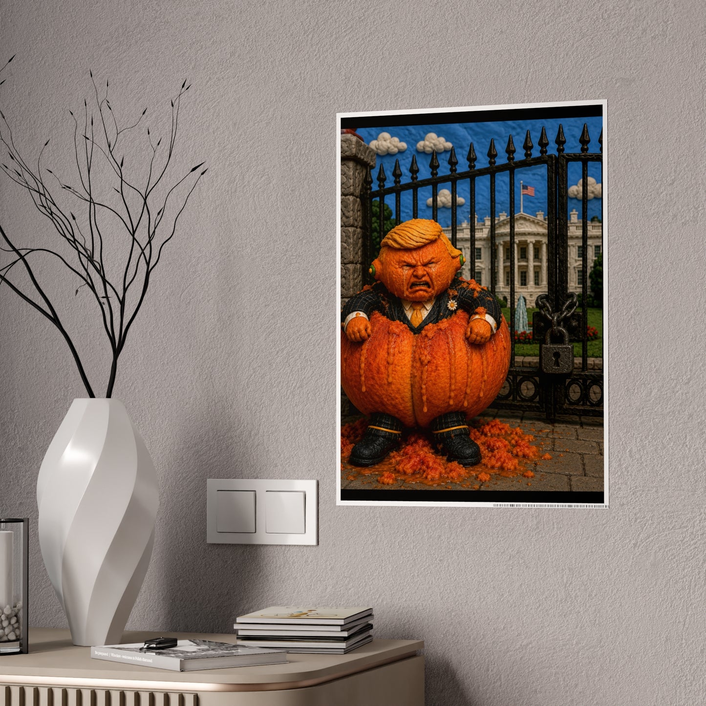 Gloss Poster — Whimsical Pumpkin Guardian Halloween Art Print
