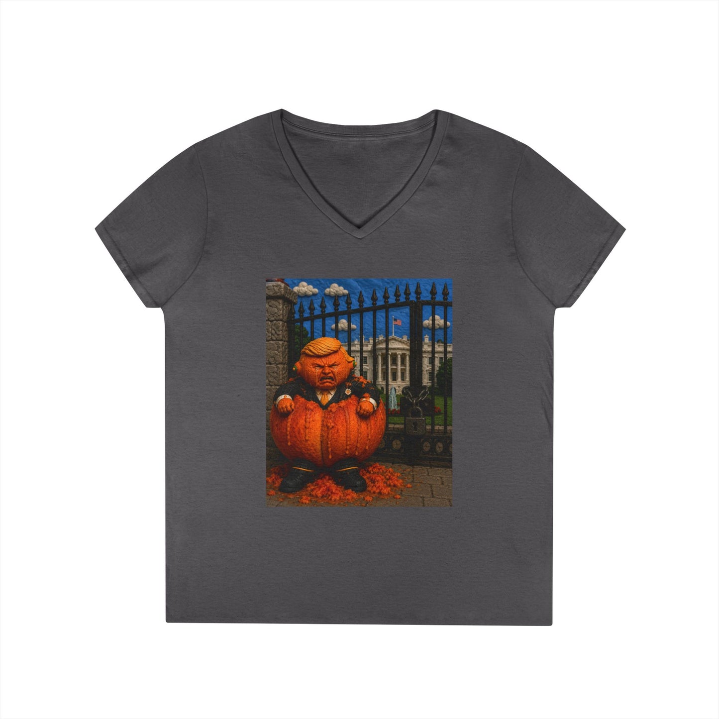 Trump Pumpkin Political Halloween V-Neck Tee