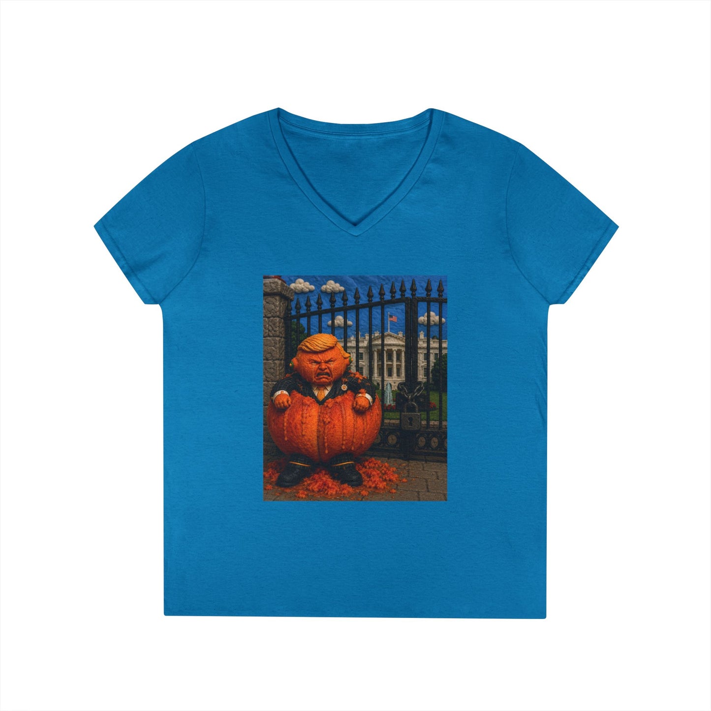 Trump Pumpkin Political Halloween V-Neck Tee