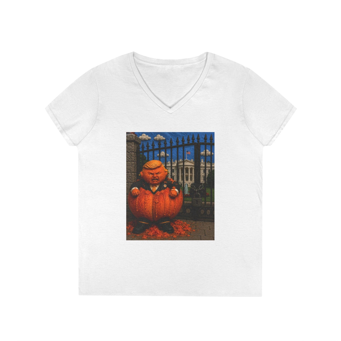 Trump Pumpkin Political Halloween V-Neck Tee