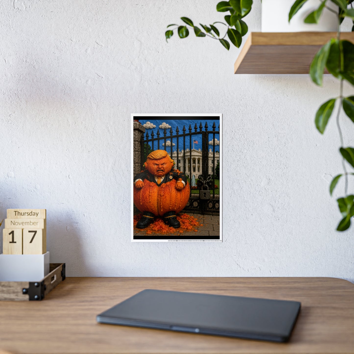 Gloss Poster — Whimsical Pumpkin Guardian Halloween Art Print