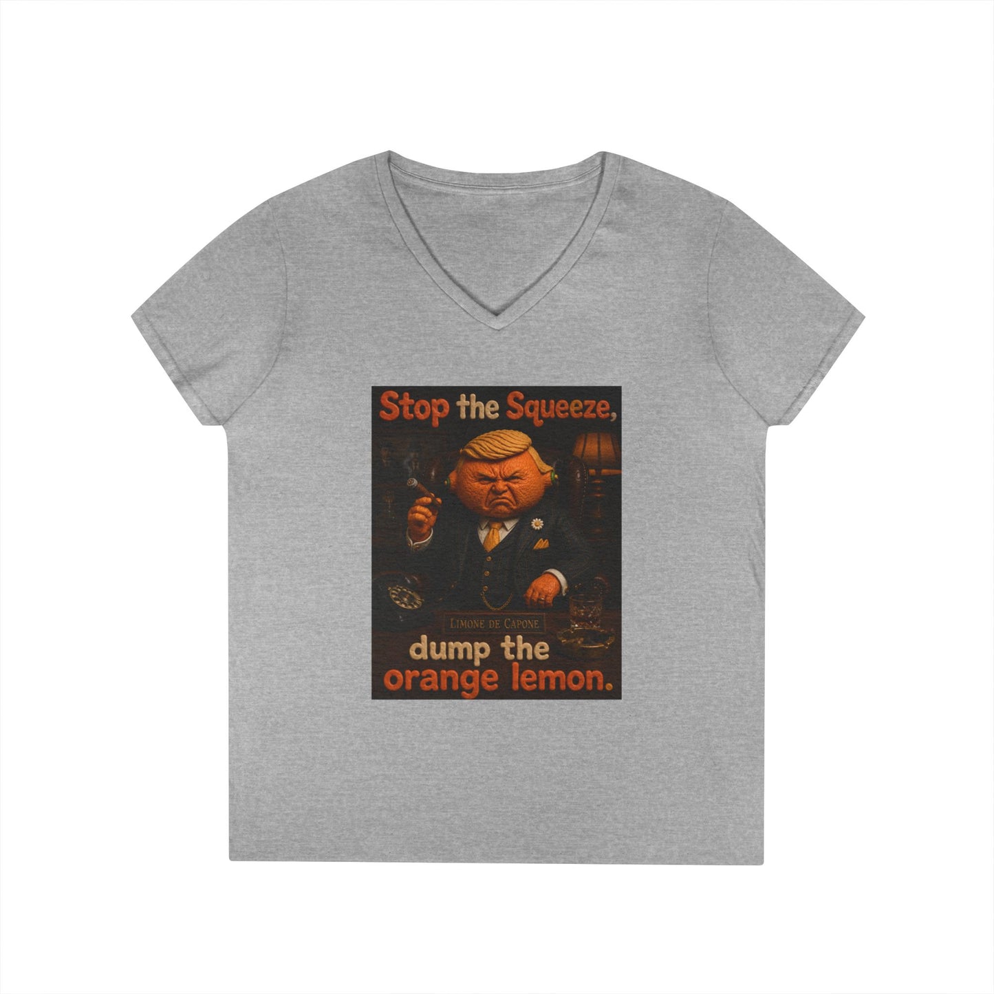 Stop the Squeeze — 'Dump the Orange Lemon' Ladies' V-Neck Tee