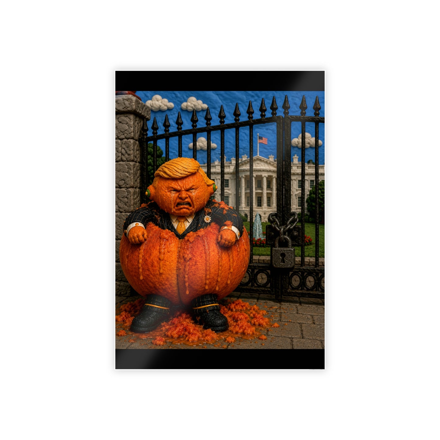 Gloss Poster — Whimsical Pumpkin Guardian Halloween Art Print