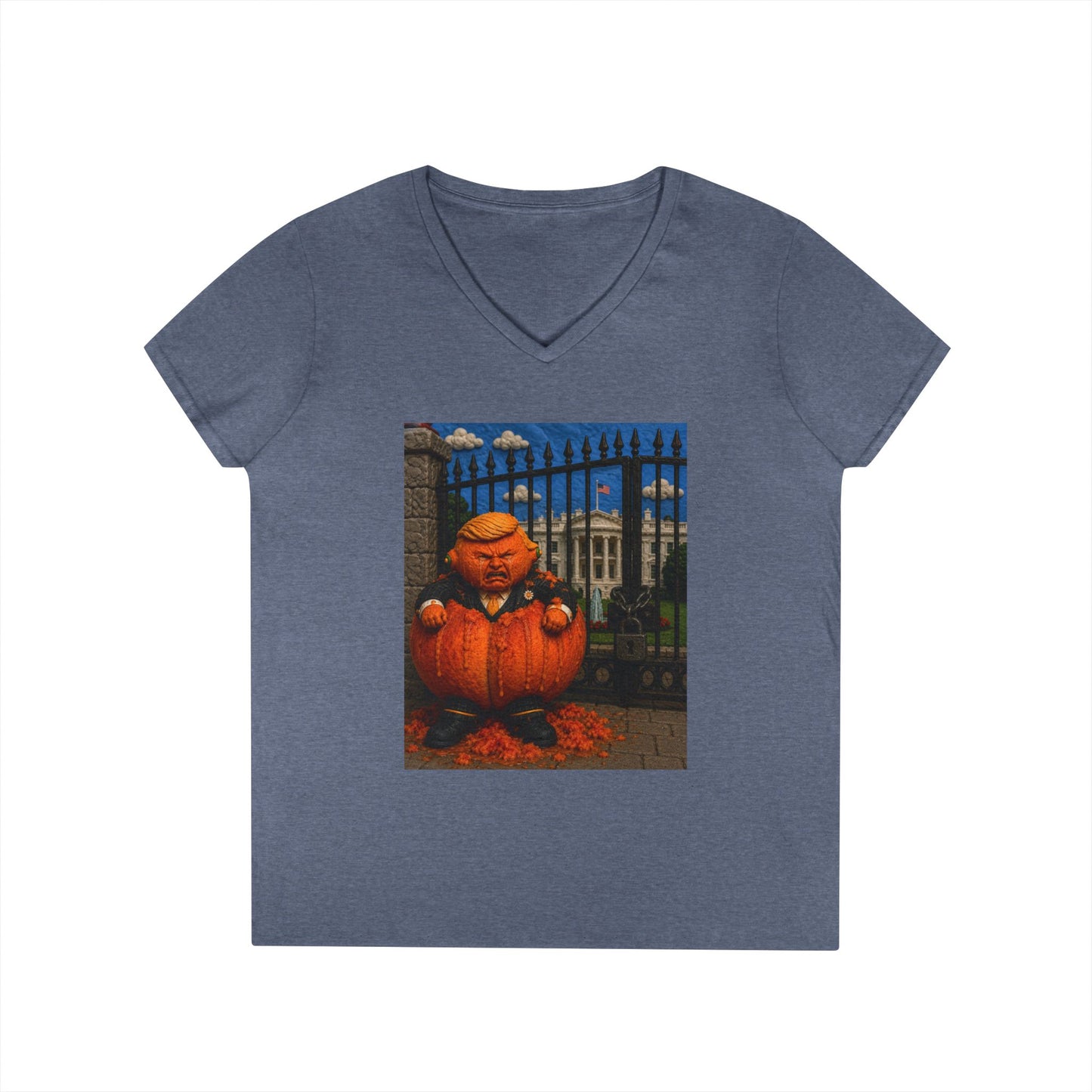 Trump Pumpkin Political Halloween V-Neck Tee