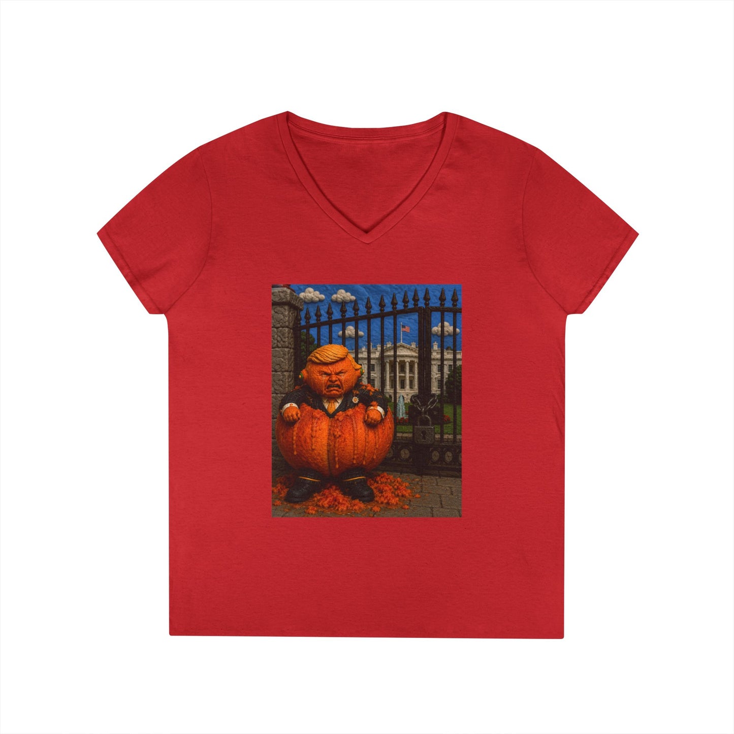 Trump Pumpkin Political Halloween V-Neck Tee
