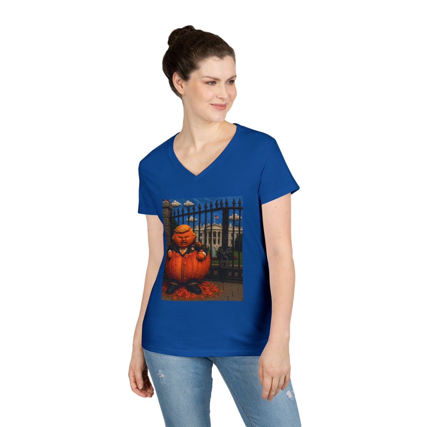 Trump Pumpkin Political Halloween V-Neck Tee
