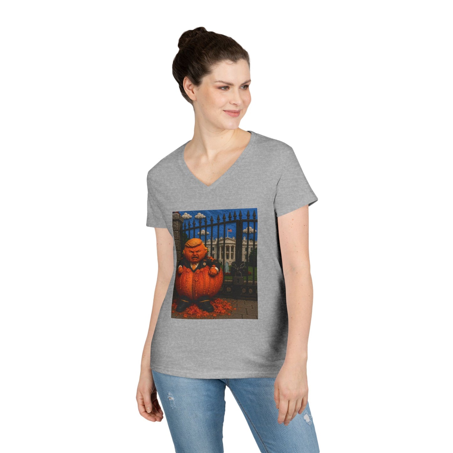 Trump Pumpkin Political Halloween V-Neck Tee