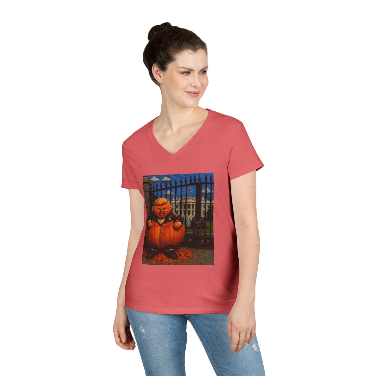 Trump Pumpkin Political Halloween V-Neck Tee