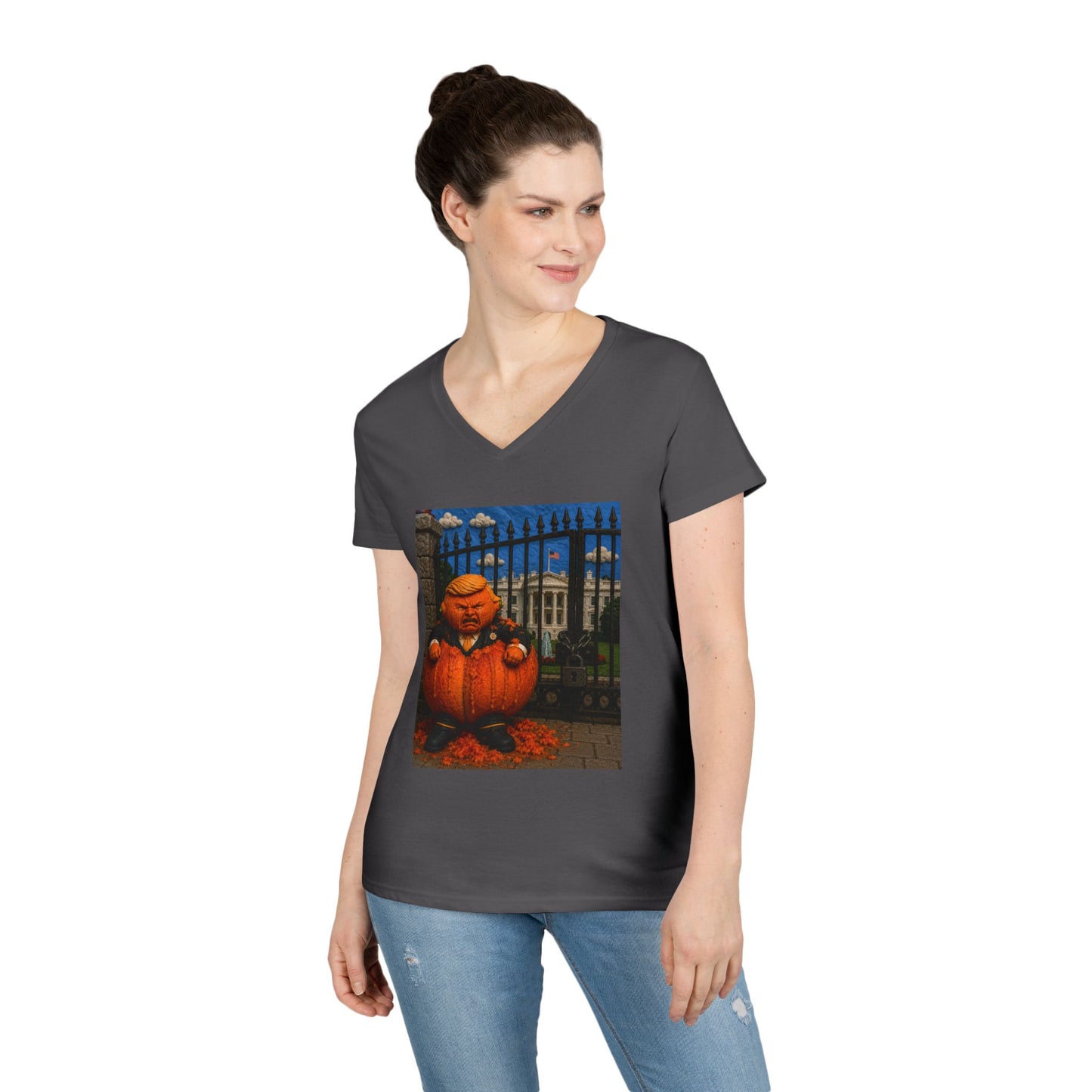 Trump Pumpkin Political Halloween V-Neck Tee